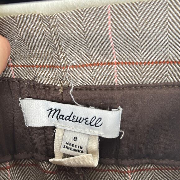 MADEWELL Paperbag Tapered Pants in Glen Plaid Tan Brown Sz 8 {J27} - Picture 5 of 7